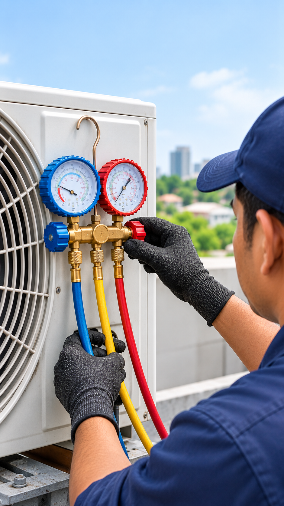 Refrigerant Pressure Testing & Gas Top-up - Initial condition