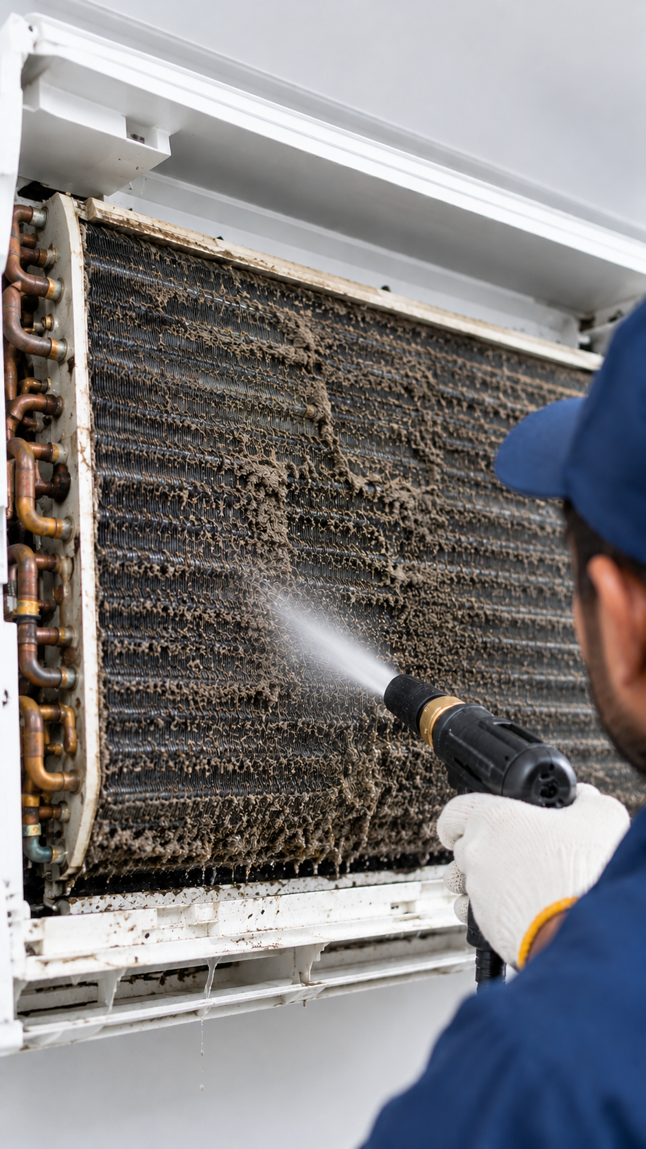 Indoor Cooling Coil Deep Jet Cleaning - Initial condition
