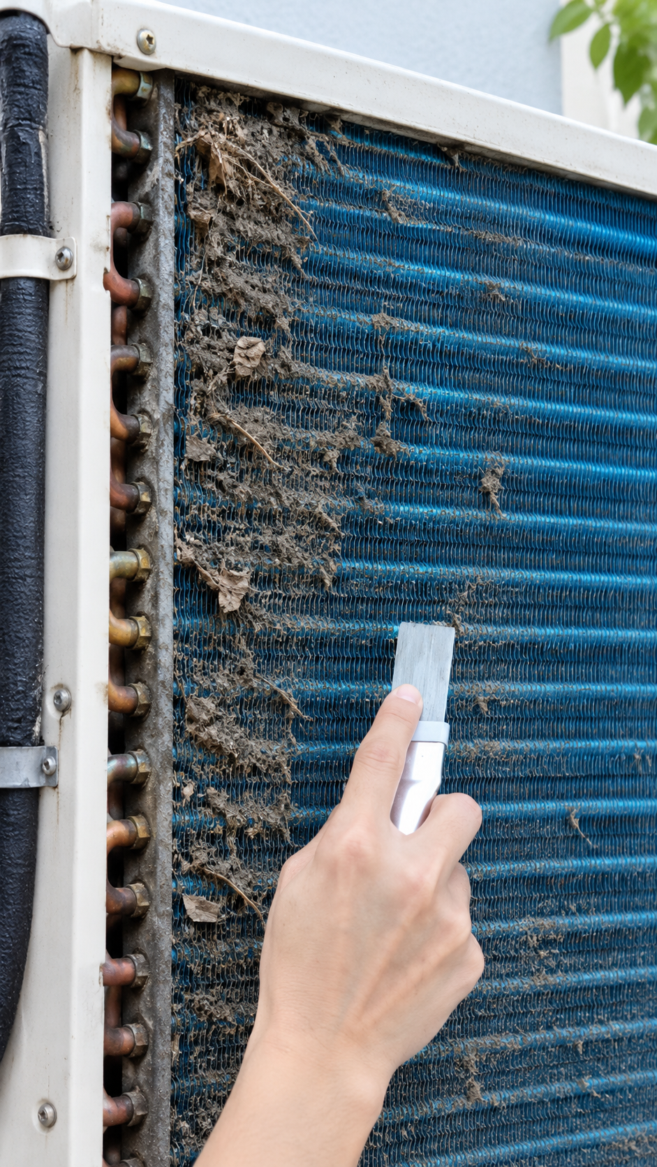 Outdoor Condenser Coil Washing & Fin Straightening - Initial condition