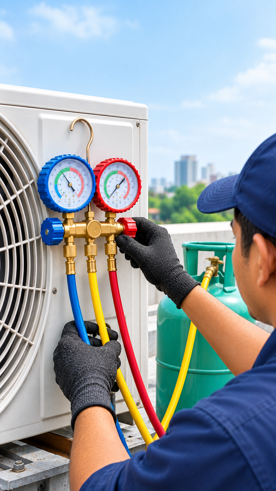 Refrigerant Pressure Testing & Gas Top-up - Post-service condition